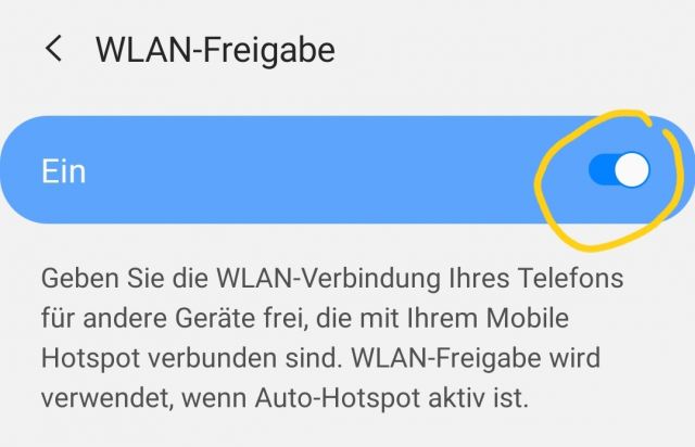 WLan Freigabe für HotSpot