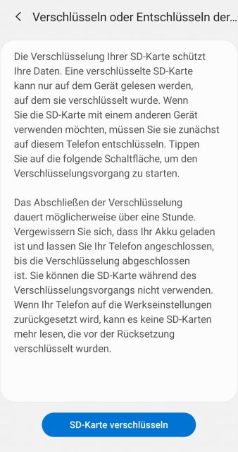 Mirco SD Karte verschlüsseln Infotext