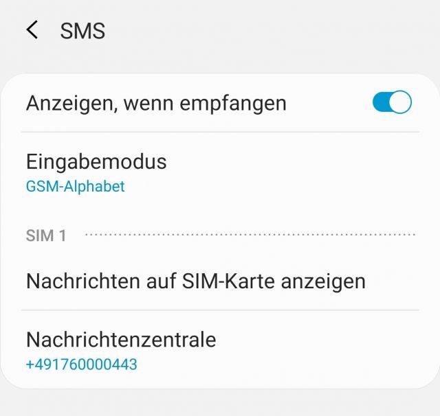 SMS auf Sim Karte anzeigen