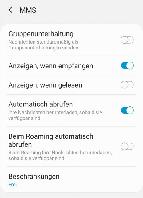MMS Einstellungen