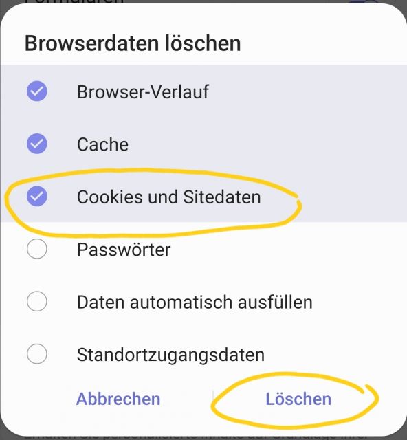 Cookies löschen