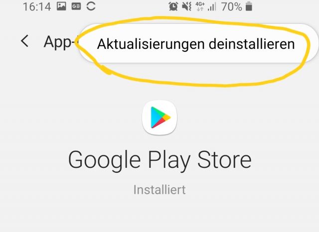 Google Play Store - Aktualisierungen deinstallieren