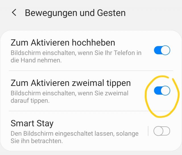 Zum Aktivieren Zweimal Tippen - Samsung