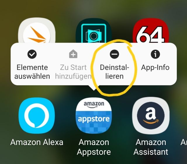 Apps deinstallieren