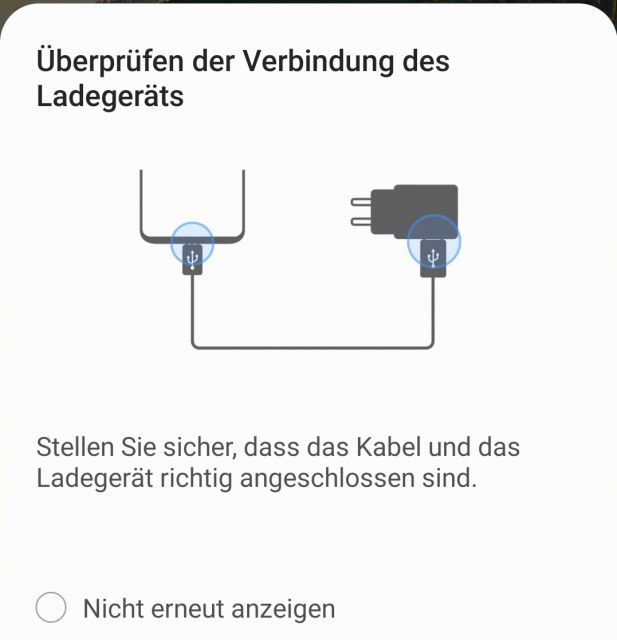 Ladegerät nicht richtig angeschlossen