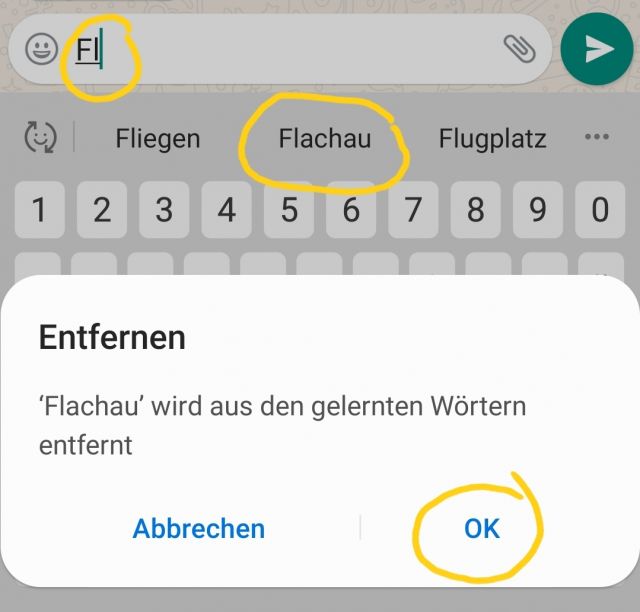 Samsung Tastatur Wort entfernen Wörterbuch