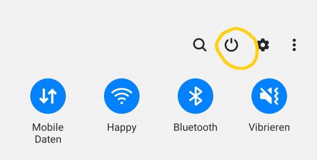 Samsung Galaxy Ausschalten über Statusleiste