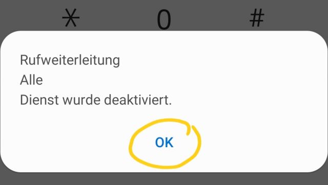 Rufumleitung - Alle Dienste deaktiviert