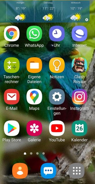 Homescreen mit aktivem Hintergrundbewegungseffekt