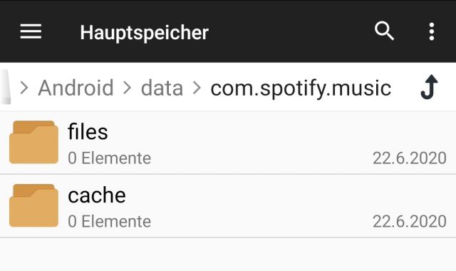 Speicherort für Spotify Musik