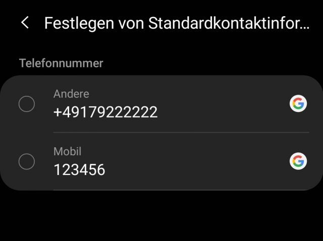 Standard Rufnummer festlegen