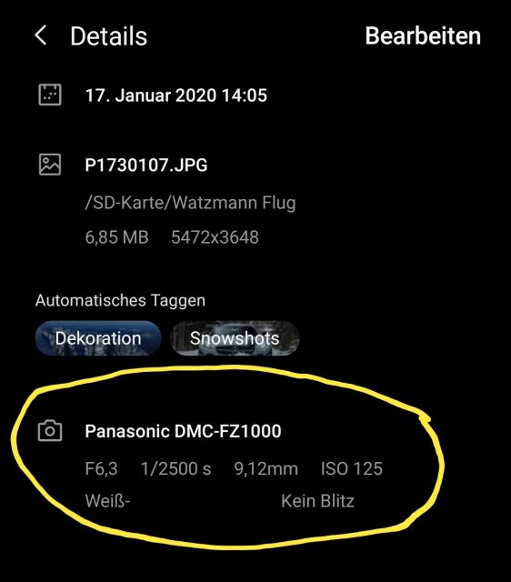 EXIF Daten anzeigen
