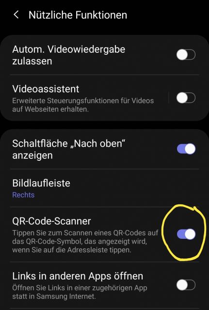 QR Code Scanner aktivieren