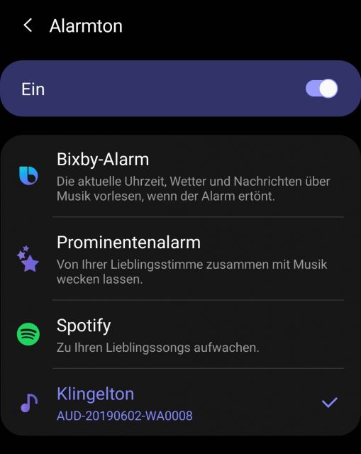 Alarm Einstellungen
