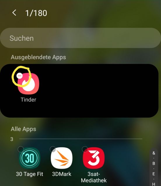 Ausgeblendete App