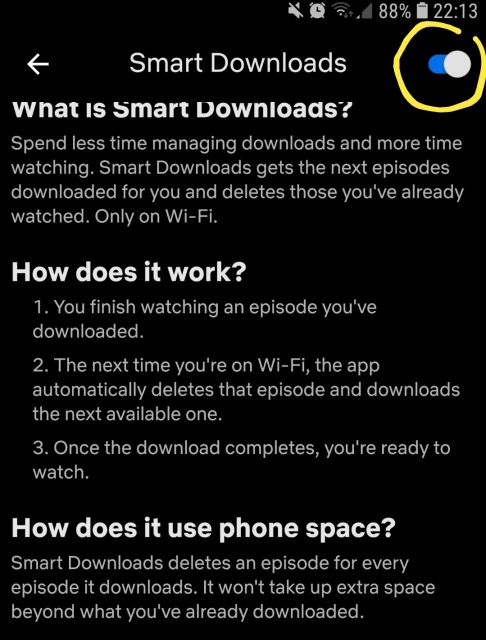 Netflix Smart Downloads deaktivieren