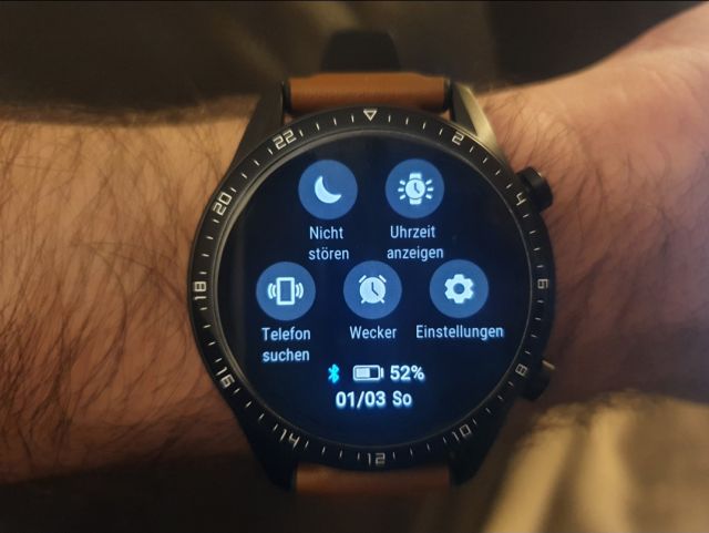 Huawei Watch GT2 Ruhemodus und Statusleiste