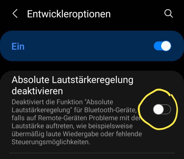 Absolute Lautstärkeregelung aktivieren