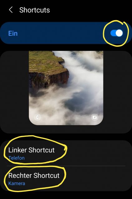 Sperrbildschirm Shortcut Samsung Galaxy