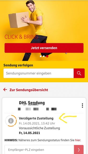 DHL Verzögerte Zustellung