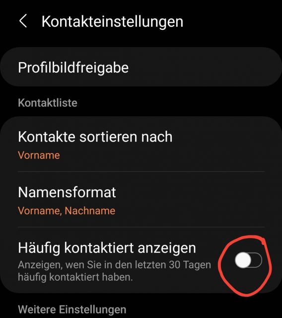 Häufig kontaktiert - Samsung Galaxy