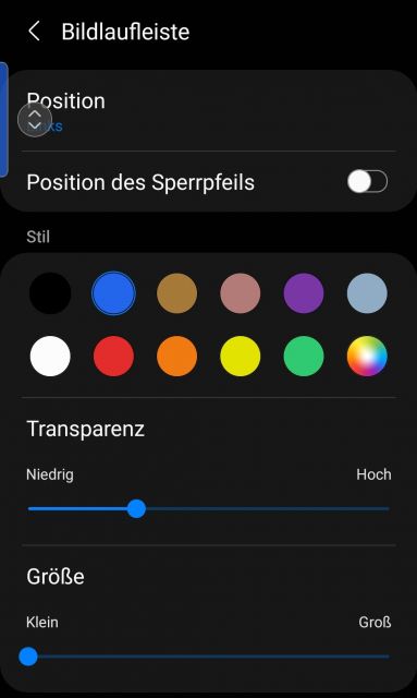 Seitenpfeil für Seitenbildschirm anpassen - Samsung Galaxy