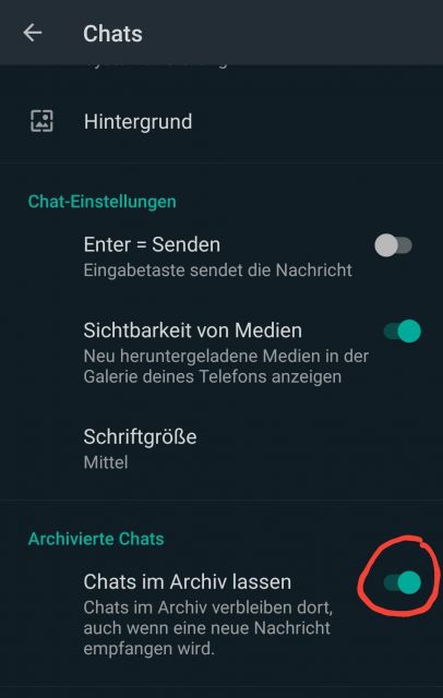 WhatsApp Chats im Archiv lassen