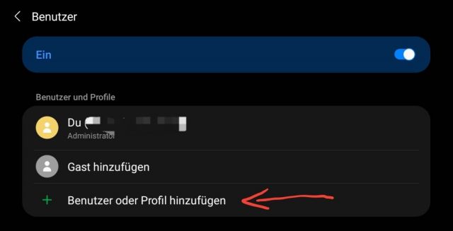 Neuen Nutzer anlegen - Samsung Galaxy Tab
