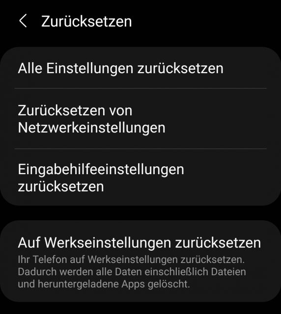 Alle Einstellungen zurücksetzen - Samsung Galaxy