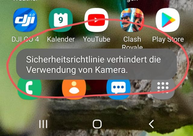 Sicherheitsrichtlinie verhindert Verwendung von Kamera