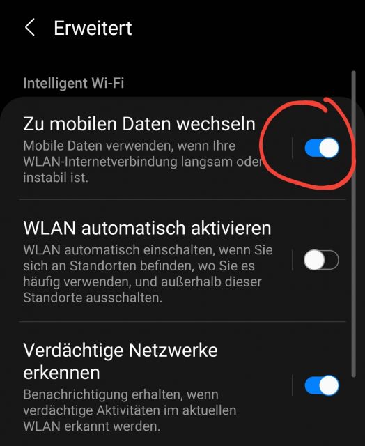 Zu mobilen Daten wechseln