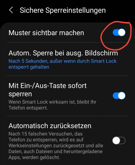 Spur sichtbar machen - Samsung Galaxy