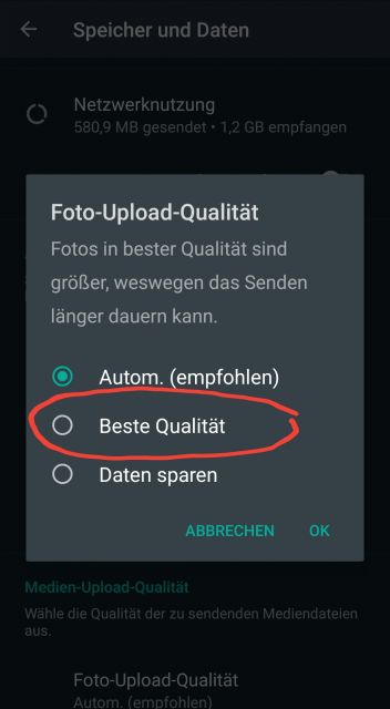 WhatsApp Bilder in bester Auflösung versenden