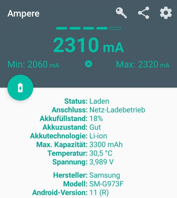 Ladestrom Samsung Galaxy messen