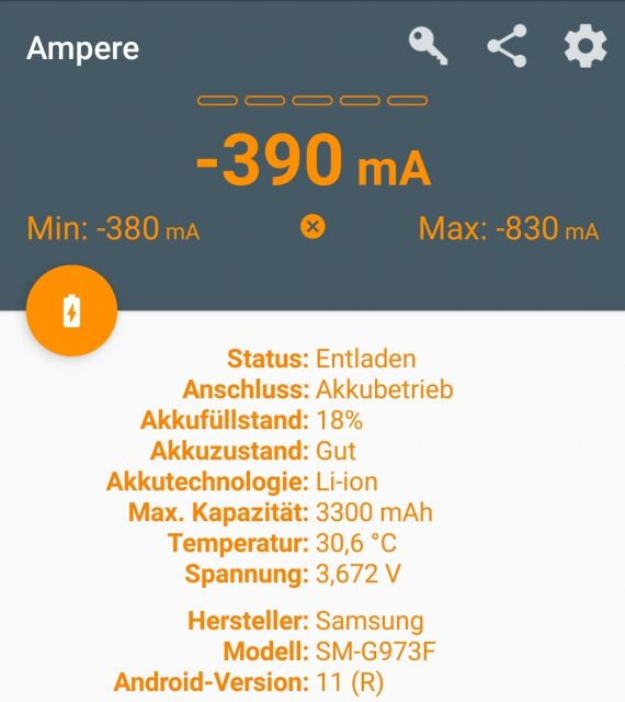 Samsung Galaxy Entladestrom messen