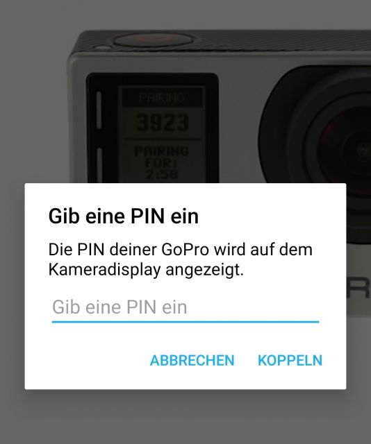 GoPro Hero Pin eingeben