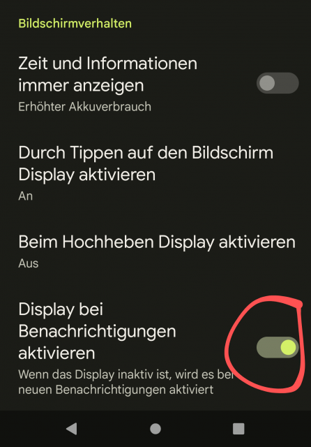 Display bei Benachrichtigung aktivieren - Google Pixel