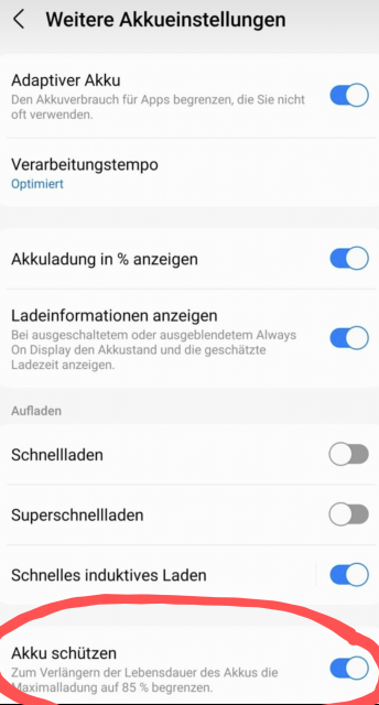 Samsung Galaxy S23 Akku schützen 