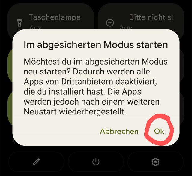 Abgesicherter Modus - Google Pixel