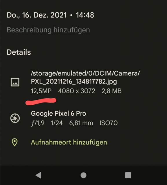 Nur 12.5 Megapixel Auflösung