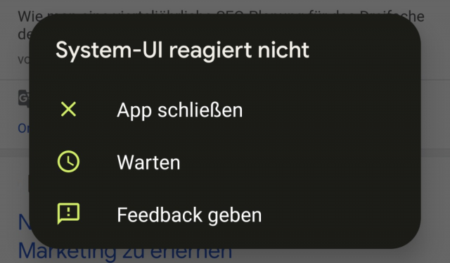 System UI reagiert nicht - Google Pixel 6 Pro