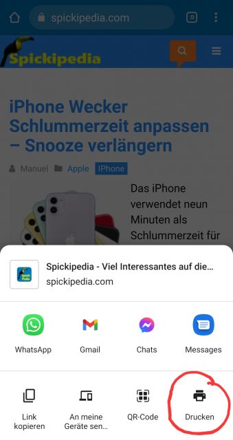 Webseite als PDF drucken