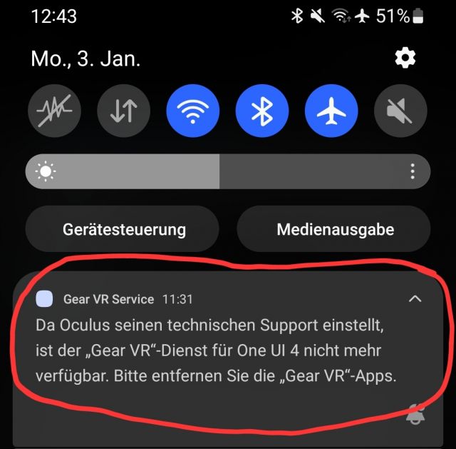 Gear VR wird ab Android 12 nicht mehr unterstützt
