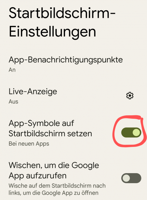 App Symbol automatisch auf Homescreen setzen