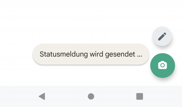 WhatsApp Statusmeldung wird gesendet