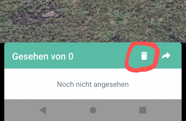 WhatsApp Status löschen mit Papierkorb-Symbol