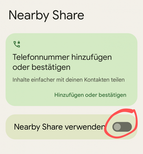 Nearby Share deaktivieren