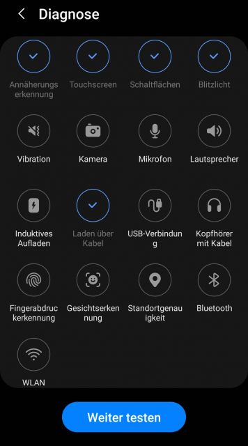 Samsung Diagnose Tool - Mögliche Tests
