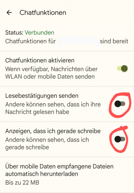 Lesebestätigung für SMS senden - deaktivieren