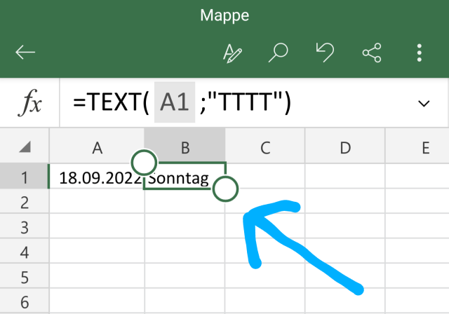 Excel Wochentag aus Datum berechnen